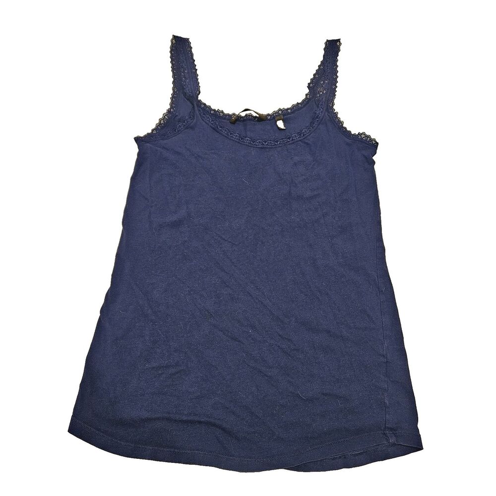 VTG Victoria's Secret Blue Cotton Blend Lace Cami Layering Tank Top Y2k, Size S